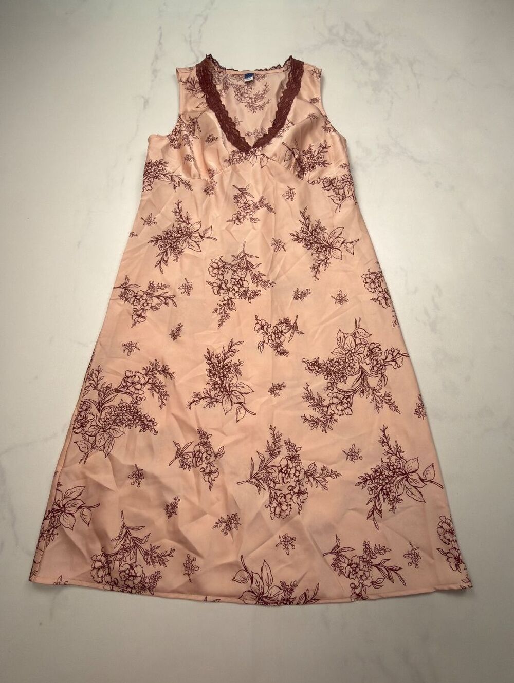 Old Navy Floral Print Slip Dress Blush 2000s Romantic VTG - Womens M